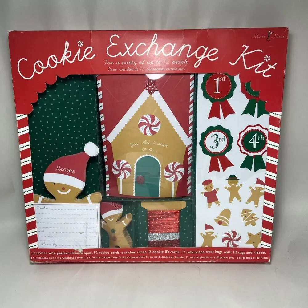Williams Sonoma Meri Meri Christmas Cookie Exchange Kit for Party of 12 NEW